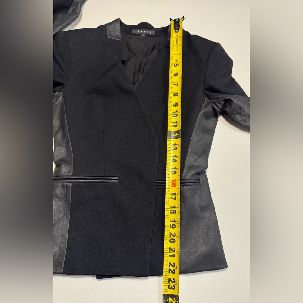 Theory Lanai Open Front Collarless Blazer Wool Blend Italian Fabric Black Size 0 - Picture 8 of 9